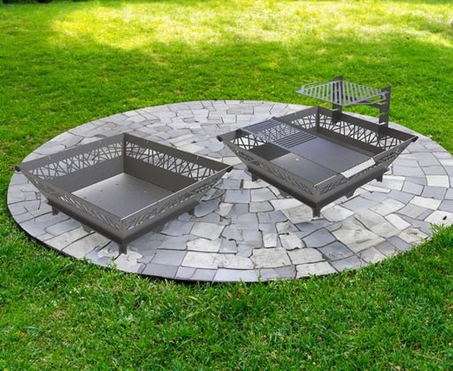 Picture - 1. Square 41" with ornament fire pit, grill and bbq. DXF files for plasma, laser, CNC. Firepit.