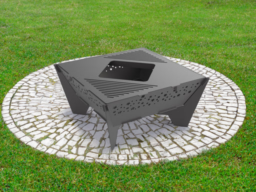 Picture - 1. Square Star 32'' fire pit, grill and bbq. DXF files for plasma, laser, CNC. Firepit.