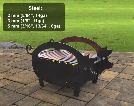Picture - 1. Pig Small Fire Pit Grill. Files DXF, SVG for CNC, Plasma, Laser, Waterjet. Brazier. FirePit. Barbecue.