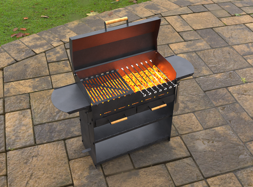 Picture - 2. Collapsible grill with an ashtray and a lid. Files DXF, SVG for CNC, Plasma, Laser, Waterjet. Brazier. FirePit. Barbecue.