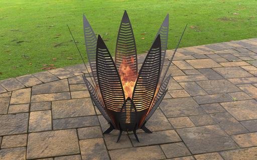 Picture - 2. Long Leaves Fire Pit. Files DXF, SVG for CNC, Plasma, Laser, Waterjet. Garden Fireplace. FirePit. Metal Art Decoration.