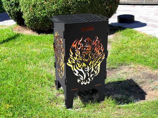Picture - 1. Fire Tiger fire pit, grill and bbq. DXF files for plasma, laser, CNC. Firepit.