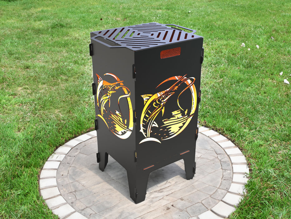 Picture - 1. Fishing V2 fire pit, grill and bbq. DXF files for plasma, laser, CNC. Firepit.