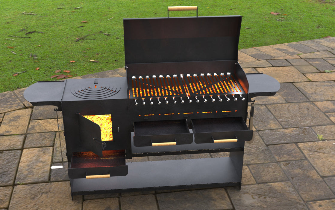 Picture - 3. Collapsible modern grill with stove. Files DXF, SVG for CNC, Plasma, Laser, Waterjet. Brazier. FirePit. Barbecue.
