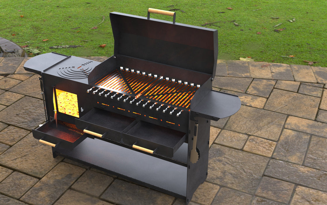 Picture - 4. Collapsible modern grill with stove. Files DXF, SVG for CNC, Plasma, Laser, Waterjet. Brazier. FirePit. Barbecue.