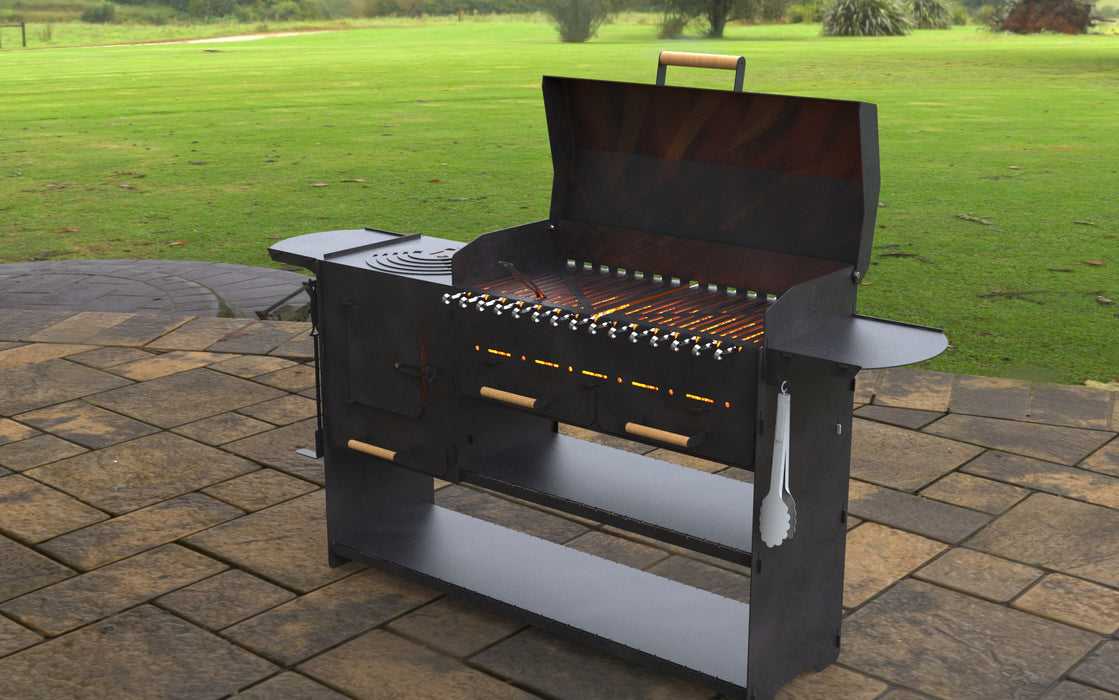 Picture - 6. Collapsible modern grill with stove. Files DXF, SVG for CNC, Plasma, Laser, Waterjet. Brazier. FirePit. Barbecue.