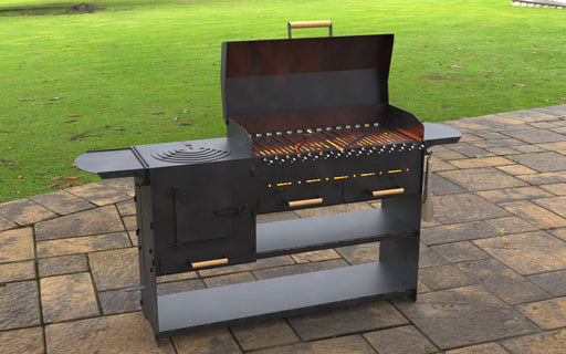 Picture - 1. Collapsible modern grill with stove. Files DXF, SVG for CNC, Plasma, Laser, Waterjet. Brazier. FirePit. Barbecue.