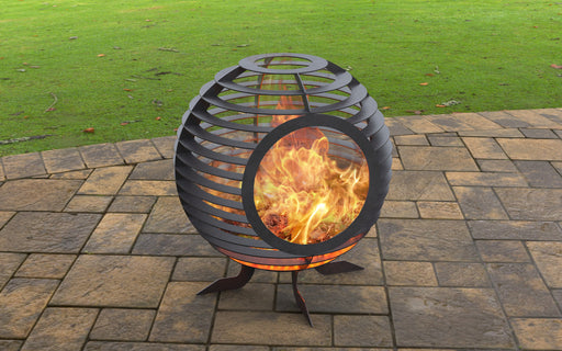 Picture - 1. Sphere Ball with round hole. Files DXF, SVG for CNC, Plasma, Laser, Waterjet. Garden Fireplace. FirePit. Metal Art Decoration.