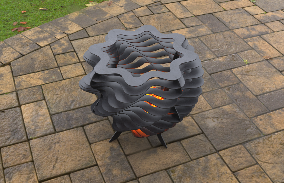 Picture - 4. Segmental Twisted Fire Pit. Files DXF, SVG for CNC, Plasma, Laser, Waterjet. Garden Fireplace. FirePit. Metal Art Decoration.
