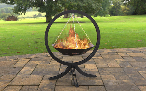 Picture - 1. Fire pit flying on chains I. Files DXF, SVG for CNC, Plasma, Laser, Waterjet. Garden Fireplace. FirePit. Metal Art Decoration.