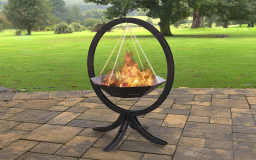 Picture - 2. Fire pit flying on chains I. Files DXF, SVG for CNC, Plasma, Laser, Waterjet. Garden Fireplace. FirePit. Metal Art Decoration.