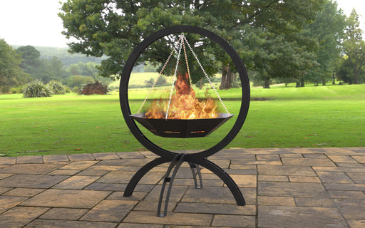 Picture - 1. Fire pit flying on chains II. Files DXF, SVG for CNC, Plasma, Laser, Waterjet. Garden Fireplace. FirePit. Metal Art Decoration.