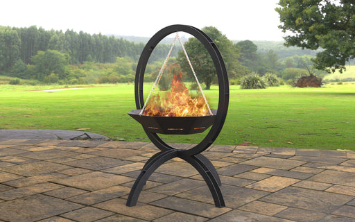 Picture - 2. Fire pit flying on chains II. Files DXF, SVG for CNC, Plasma, Laser, Waterjet. Garden Fireplace. FirePit. Metal Art Decoration.