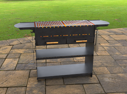 Picture - 1. Collapsible grill with an ashtray. Files DXF, SVG for CNC, Plasma, Laser, Waterjet. Brazier. FirePit. Barbecue.