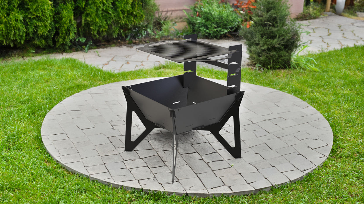 Picture - 1. Square V3 24" fire pit, grill and bbq. DXF files for plasma, laser, CNC. Firepit.