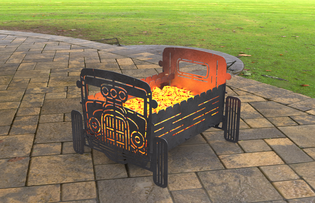 Picture - 7. Hot Rod Fire Pit Grill. Files DXF, SVG for CNC, Plasma, Laser, Waterjet. Brazier. FirePit. Barbecue.