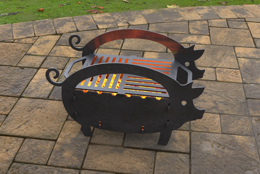 Picture - 2. Pig Small Fire Pit Grill. Files DXF, SVG for CNC, Plasma, Laser, Waterjet. Brazier. FirePit. Barbecue.
