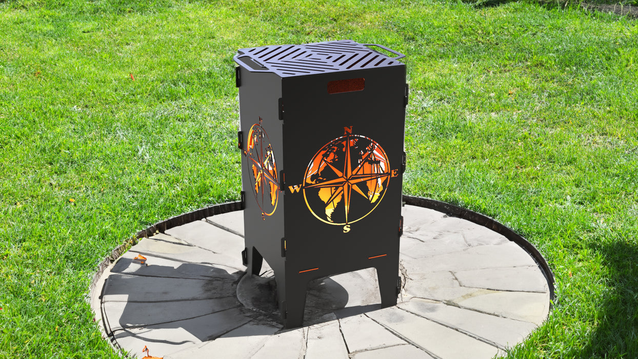 Picture - 1. Compass fire pit, grill and bbq. DXF files for plasma, laser, CNC. Firepit.