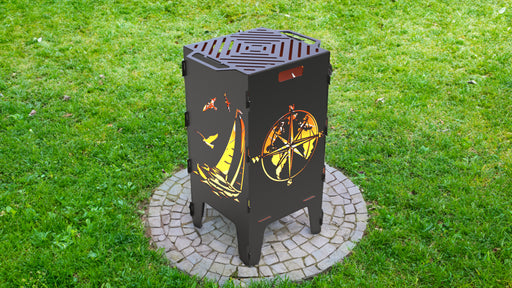 Picture - 1. Compass and Sailboat fire pit, grill and bbq. DXF files for plasma, laser, CNC. Firepit.