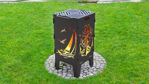 Picture - 1. Anchor and Sailboat fire pit, grill and bbq. DXF files for plasma, laser, CNC. Firepit.