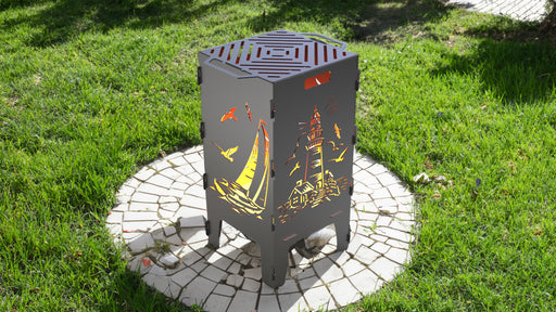 Picture - 1. Lighthouse and Sailboat fire pit, grill and bbq. DXF files for plasma, laser, CNC. Firepit.