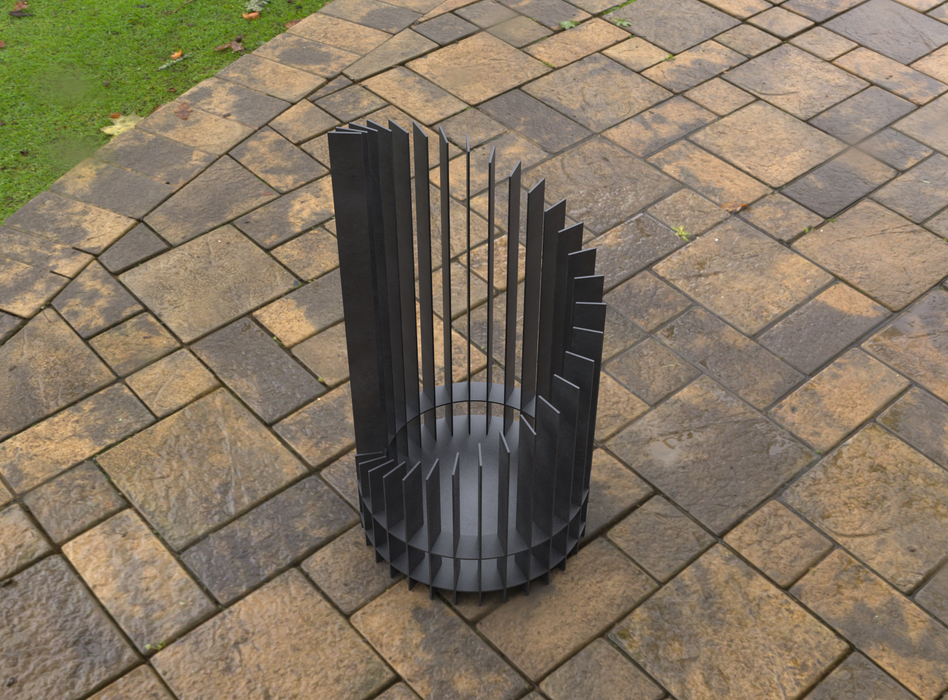 Picture - 4. Twisted high Fire Pit d24''. Files DXF, SVG for CNC, Plasma, Laser, Waterjet. Garden Fireplace. FirePit. Metal Art Decoration.