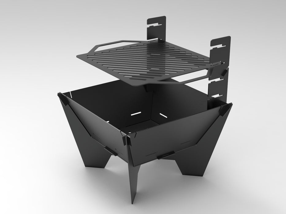 Picture - 10. Square V2 24" fire pit, grill and bbq. DXF files for plasma, laser, CNC. Firepit.