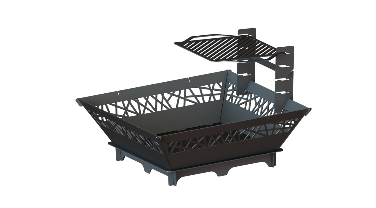 Picture - 2. Square 41" with ornament fire pit, grill and bbq. DXF files for plasma, laser, CNC. Firepit.