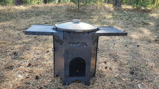 Stove for Cauldron with shelves, DXF files for plasma, laser or  CNC. Camp Furnace for the Cauldron. Portable Fire Wood Stove Bowler. Campfire. DIY.