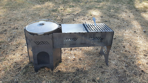 Stove for Cauldron with barbecue grill, DXF files for plasma, laser or  CNC. Camp Furnace for the Cauldron. Portable Fire Wood Stove Bowler. Campfire. DIY.
