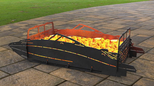 Picture - 1. Motorboat Fire Pit Grill. Files DXF, SVG for CNC, Plasma, Laser, Waterjet. Brazier. FirePit. Barbecue.