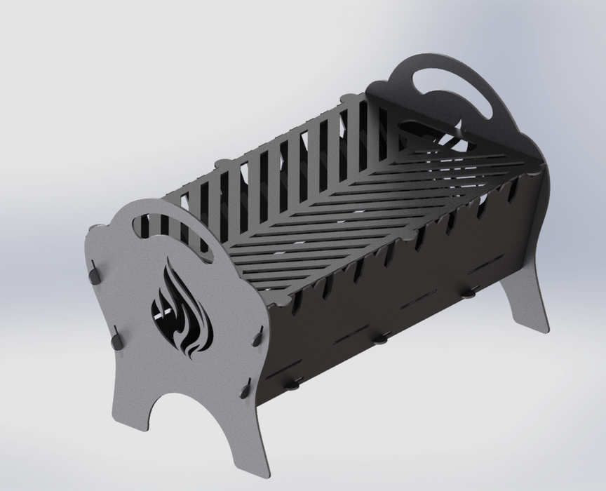 Picture - 7. Fire pit with fire, grill and bbq. DXF files for plasma, laser, CNC. Firepit.
