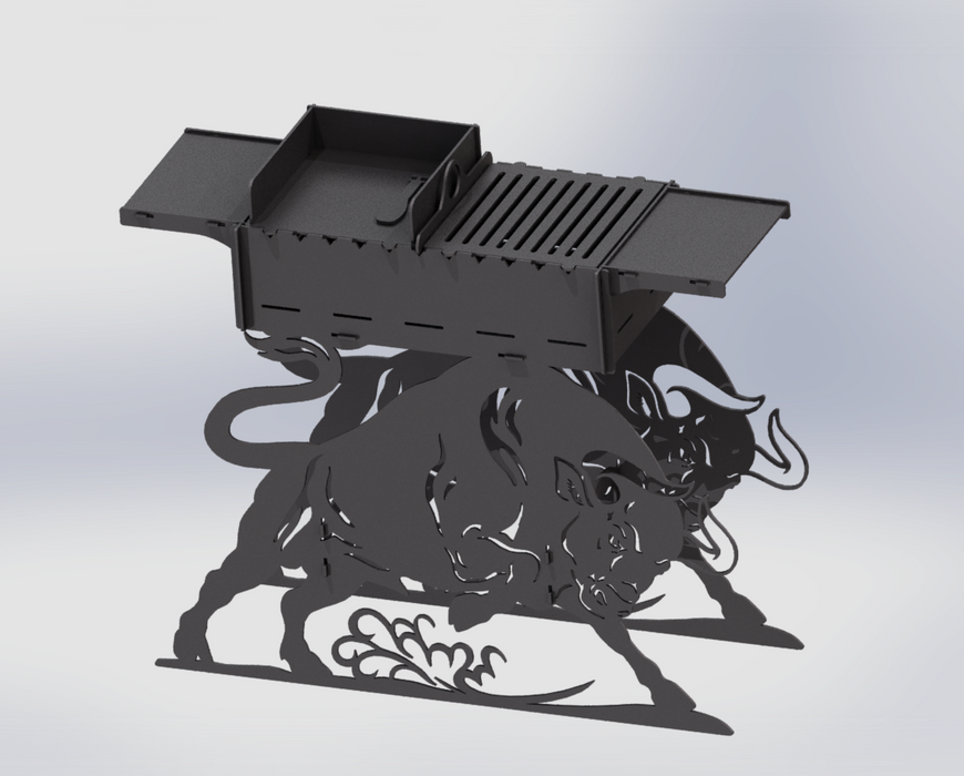 Picture - 8. Bull fire pit, grill and bbq. DXF files for plasma, laser, CNC. Firepit.