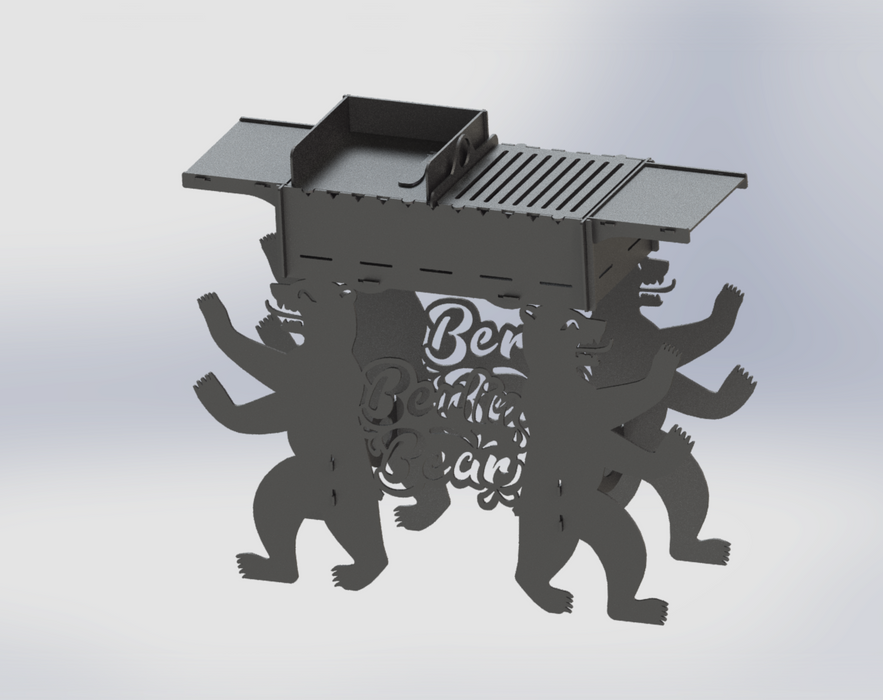 Picture - 6. Berlin Bear fire pit, grill and bbq. DXF files for plasma, laser, CNC. Firepit.