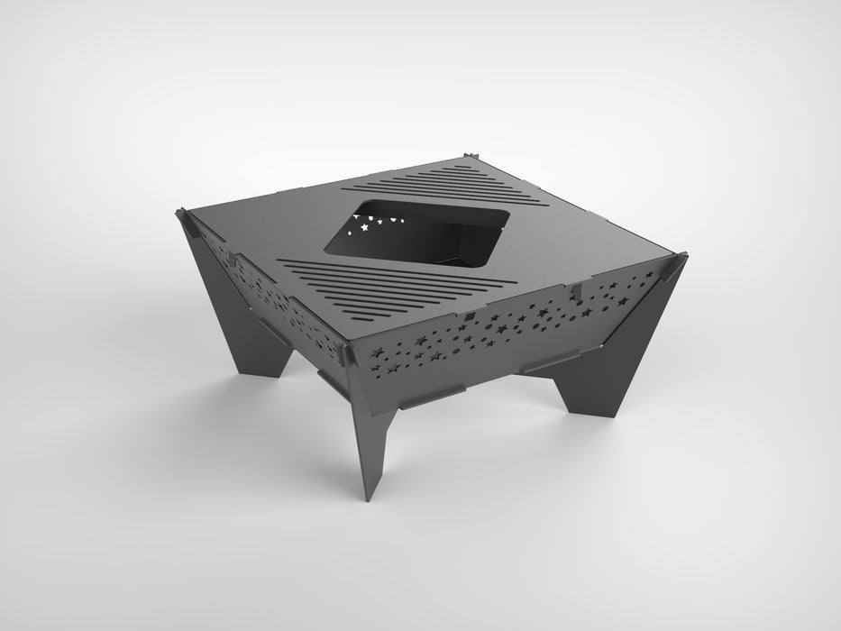 Picture - 2. Square Star 32'' fire pit, grill and bbq. DXF files for plasma, laser, CNC. Firepit.