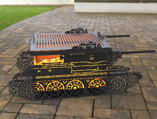Picture - 1. Tank T34 Fire Pit Grill. Files DXF, SVG for CNC, Plasma, Laser, Waterjet. Brazier. FirePit. Barbecue.