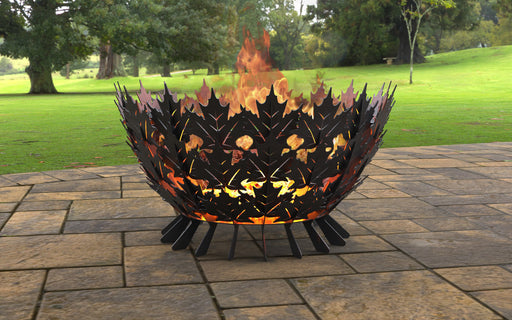Picture - 1. Maple Leaves Scales Fire pit. Files DXF, SVG for CNC, Plasma, Laser, Waterjet. Garden Fireplace. FirePit. Metal Art Decoration.