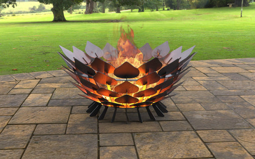 Picture - 1. Open Leaves Scales d=28'' Fire pit. Files DXF, SVG for CNC, Plasma, Laser, Waterjet. Garden Fireplace. FirePit. Metal Art Decoration.