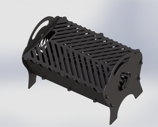 Picture - 2. Fire pit with fire, grill and bbq. DXF files for plasma, laser, CNC. Firepit.