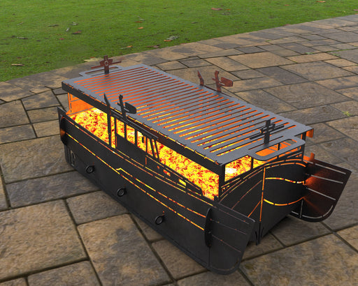 Picture - 2. Boat Fire Pit Grill. Files DXF, SVG for CNC, Plasma, Laser, Waterjet. Brazier. FirePit. Barbecue.