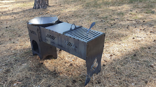 stove cauldron with barbecue grill DIY