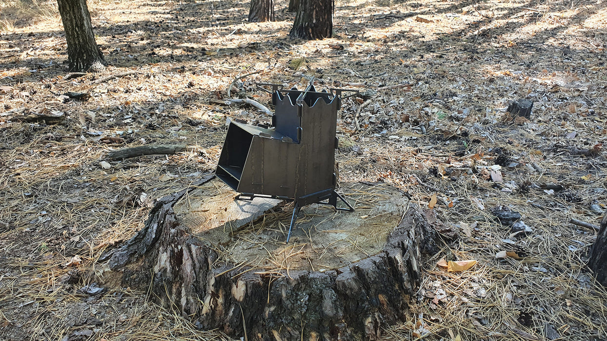 Rocket Stove mini V2 DXF files for plasma, laser.  Portable Fire Wood Stove, Camping Folding Backpack Campfire Stove Burner. DIY