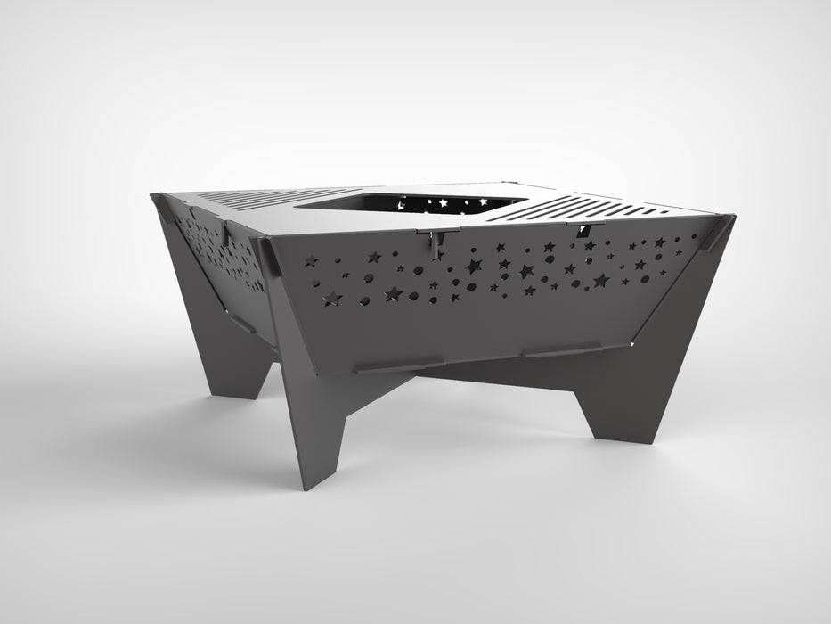 Picture - 5. Square Star 32'' fire pit, grill and bbq. DXF files for plasma, laser, CNC. Firepit.