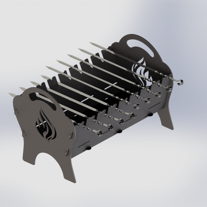 Picture - 4. Fire pit with fire, grill and bbq. DXF files for plasma, laser, CNC. Firepit.