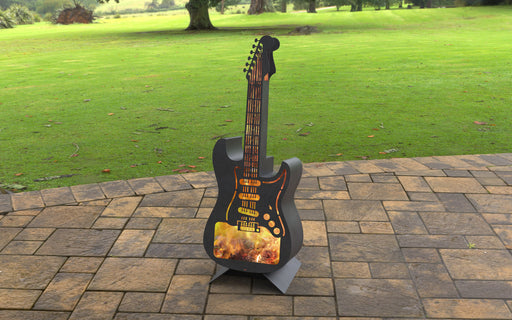 Picture - 1. Electric Guitar Fire Pit h42''. Files DXF, SVG for CNC, Plasma, Laser, Waterjet. Garden Fireplace. FirePit. Metal Art Decoration.