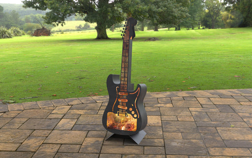 Picture - 1. Electric Guitar Fire Pit h67''. Files DXF, SVG for CNC, Plasma, Laser, Waterjet. Garden Fireplace. FirePit. Metal Art Decoration.
