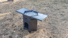 Collapsible backpacking stove with shelves, tourist stove with shelves, campfire stove with shelves