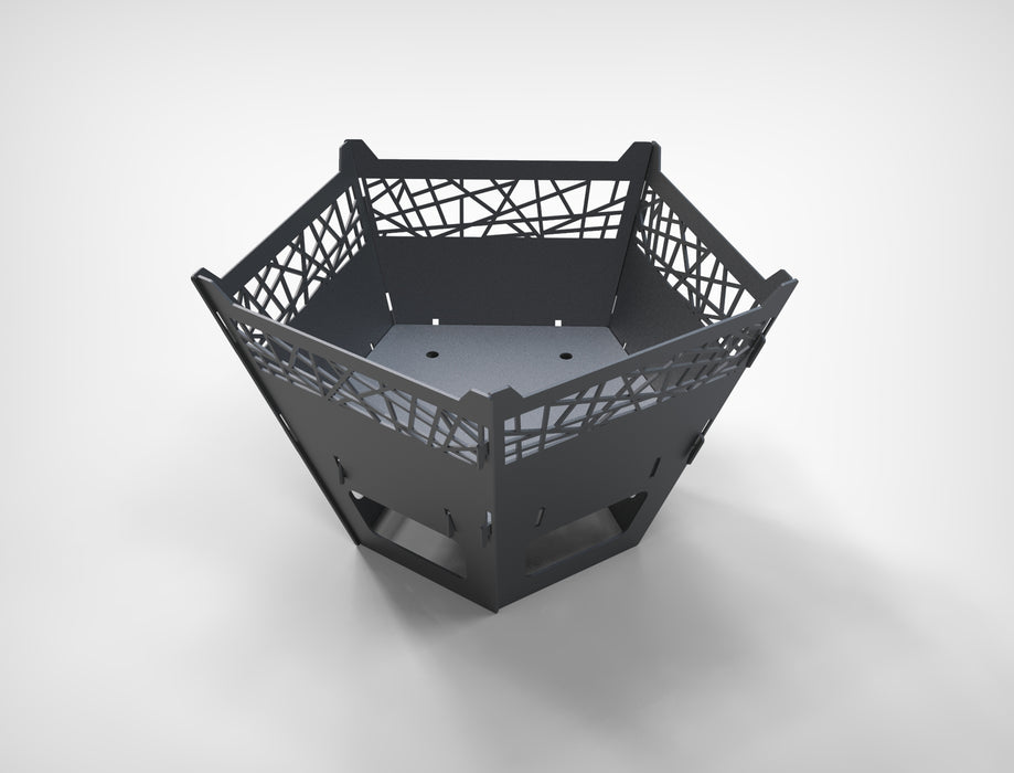 Picture - 6. Pentagon with ornament fire pit, grill and bbq. DXF files for plasma, laser, CNC. Firepit.