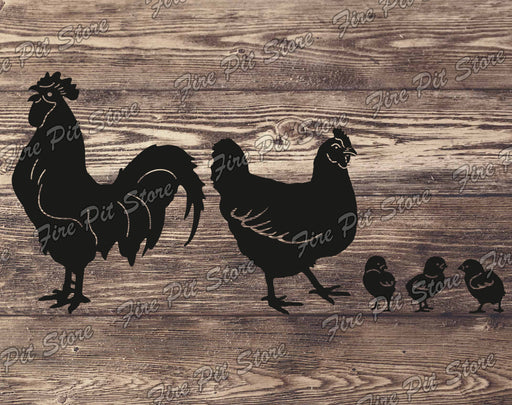 Picture. Chicken and Rooster. Metal art DXF files for plasma, laser, CNC, waterjet. Home wall vector art.