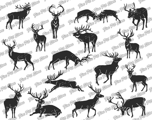 Picture. Bundle Deers. Metal art DXF files for plasma, laser, CNC, waterjet. Home wall vector art.
